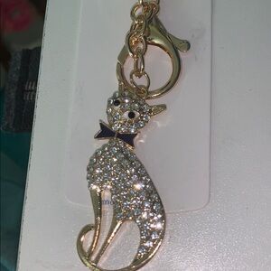 Crystal Cat purse/bag charm Keychain